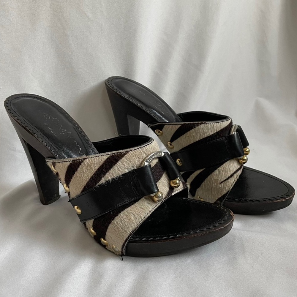 Vintage YSL animal print clog heels